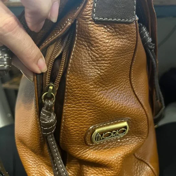 Vera Pelle Avorio-Large Leather Italian Leather Purse-Shoulder Bag-Tan/Brown - Picture 1 of 6